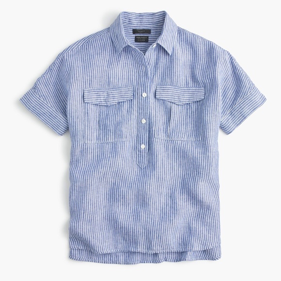 J. Crew Tops - J. Crew Short Sleeve Popover in Irish Linen